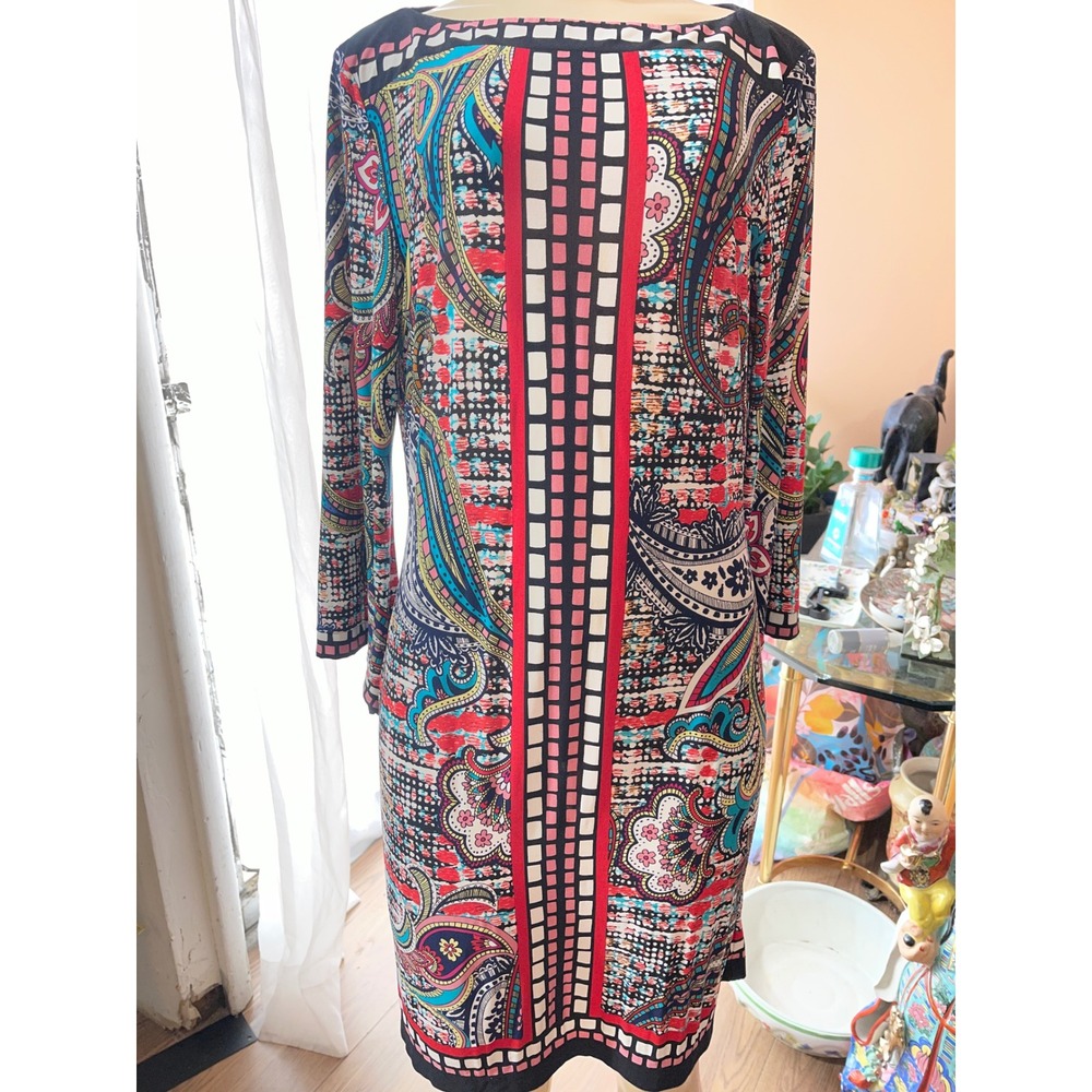 Beige by ECI Womens Paisley‎ Geometric Print Sheath Dress Multi-Color Size 8